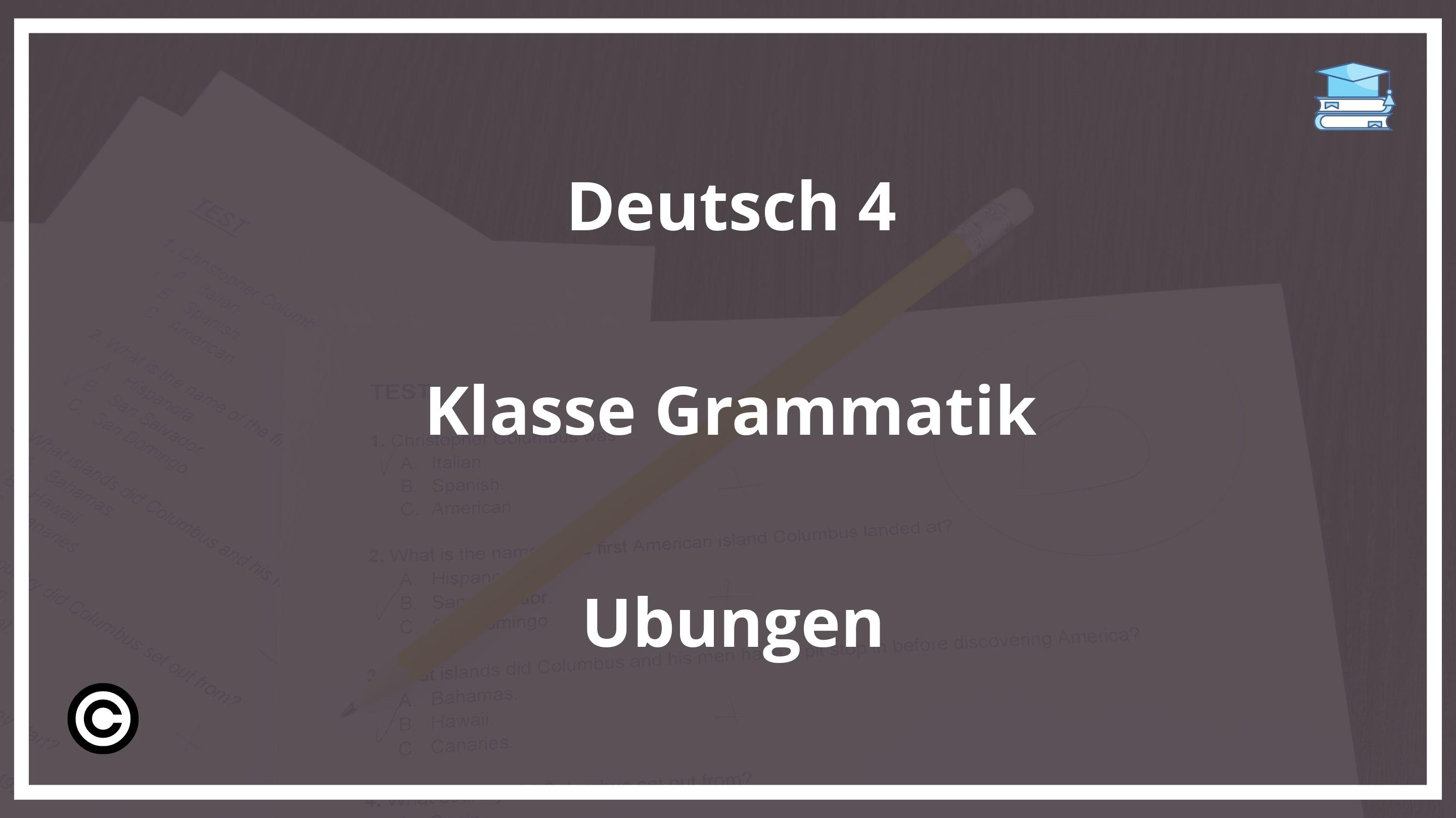Deutsch 4.Klasse Grammatik Übungen PDF
