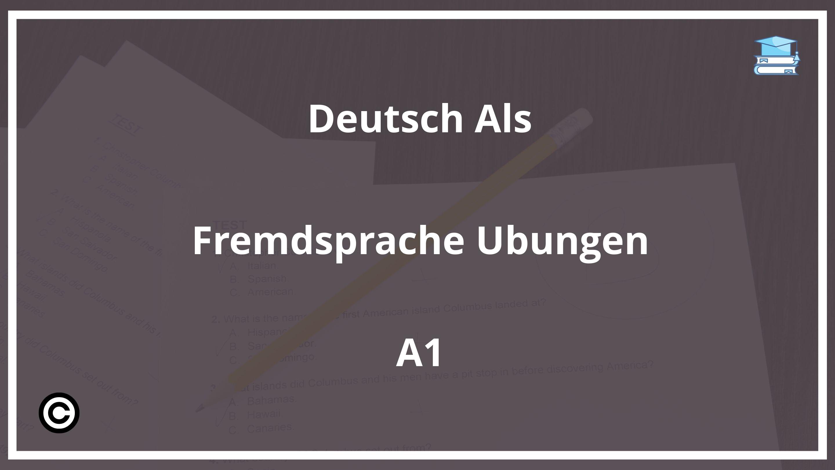 Deutsch Als Fremdsprache Übungen A1 PDF