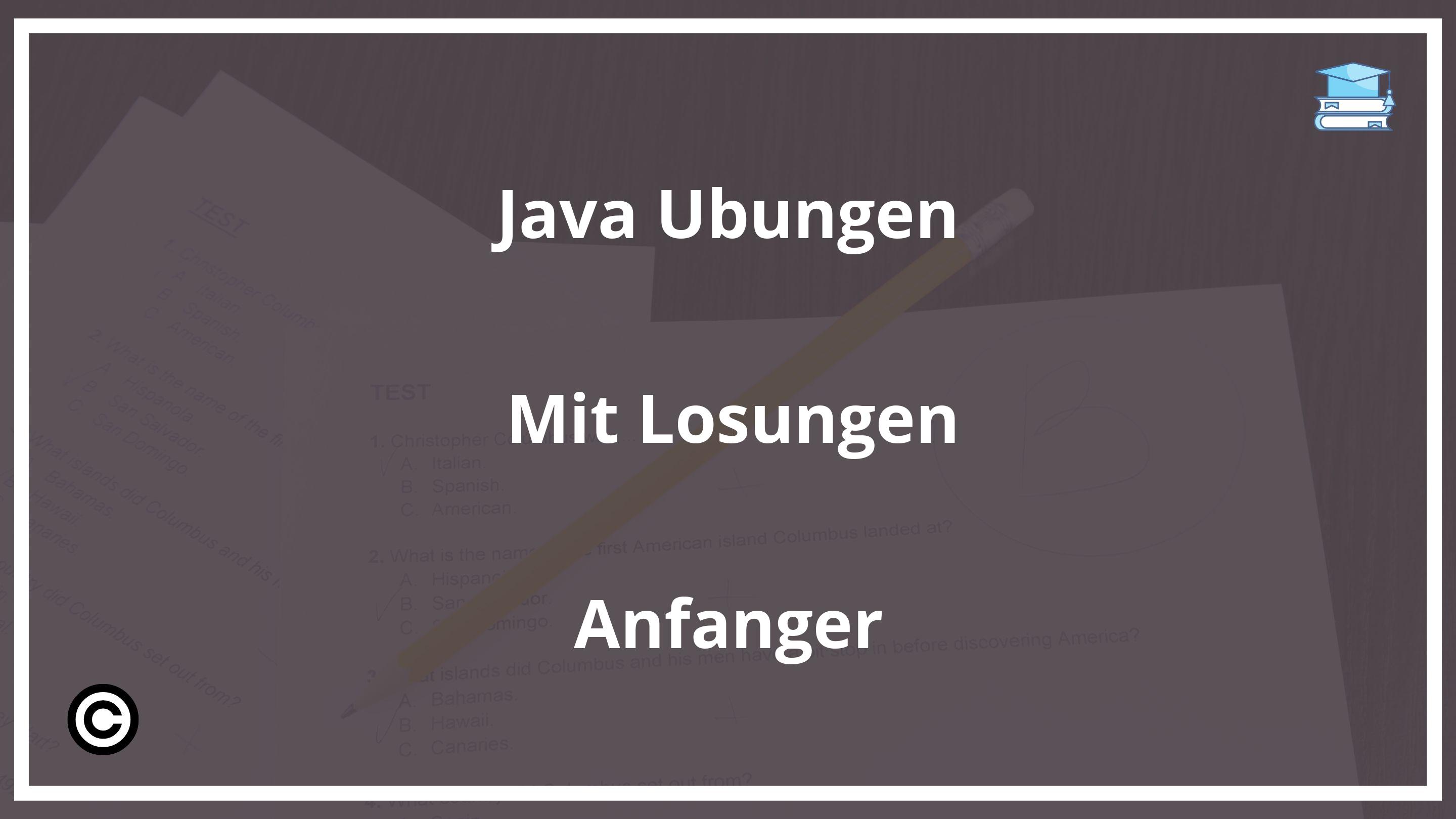 Java Übungen Mit Lösungen Anfänger PDF