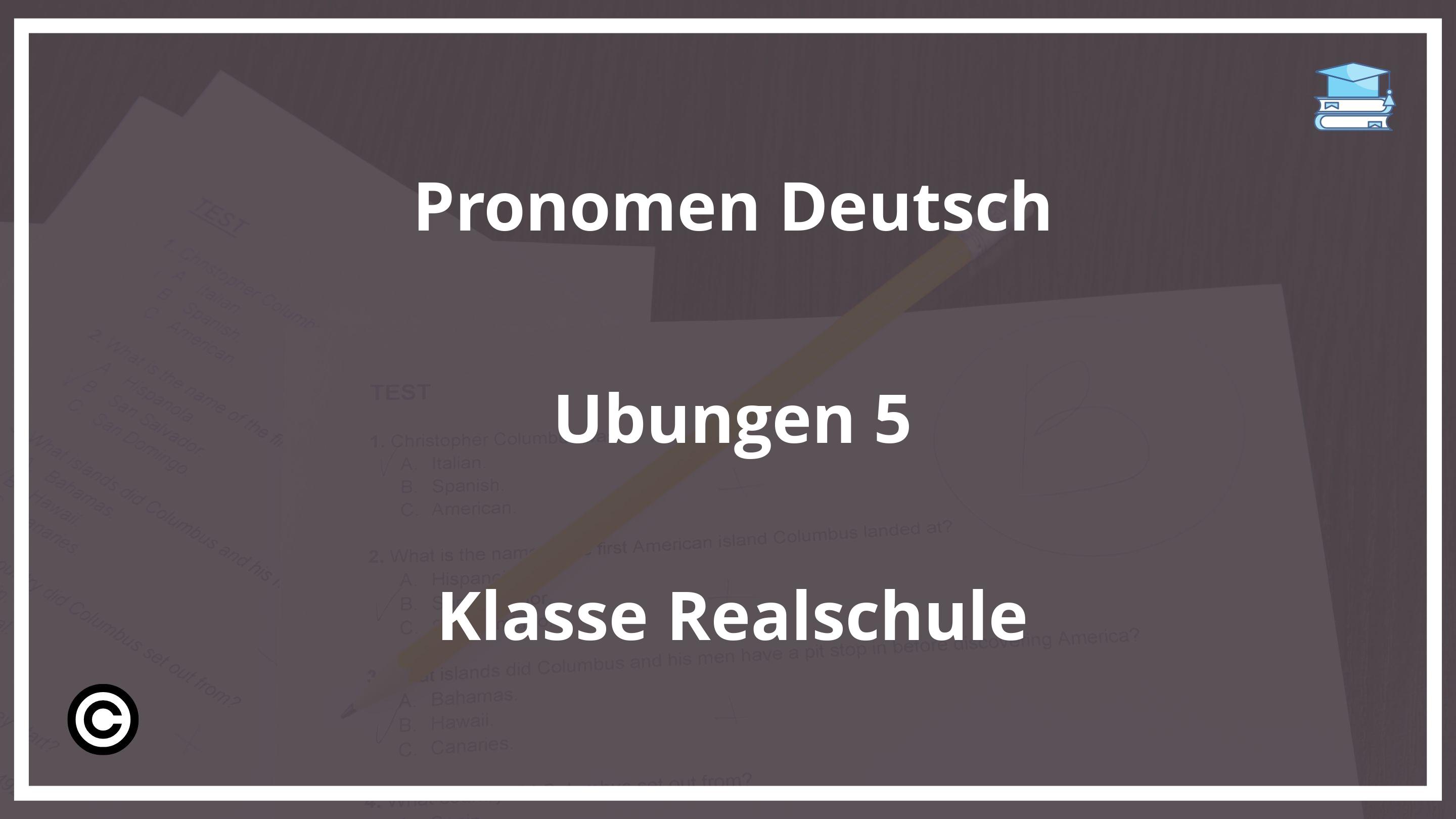 Pronomen Deutsch Übungen 5 Klasse Realschule PDF