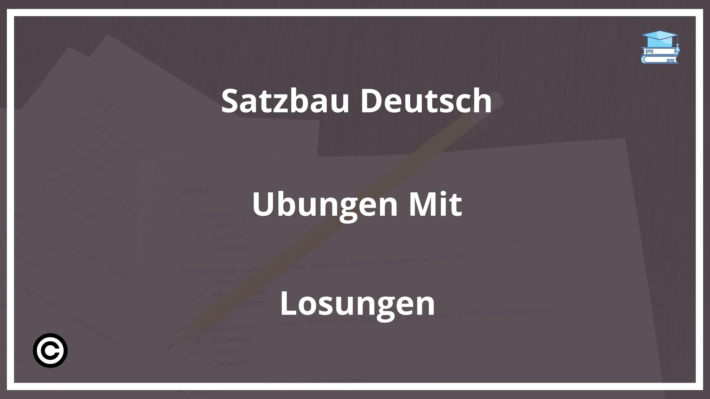 Satzbau Deutsch Übungen Mit Lösungen PDF